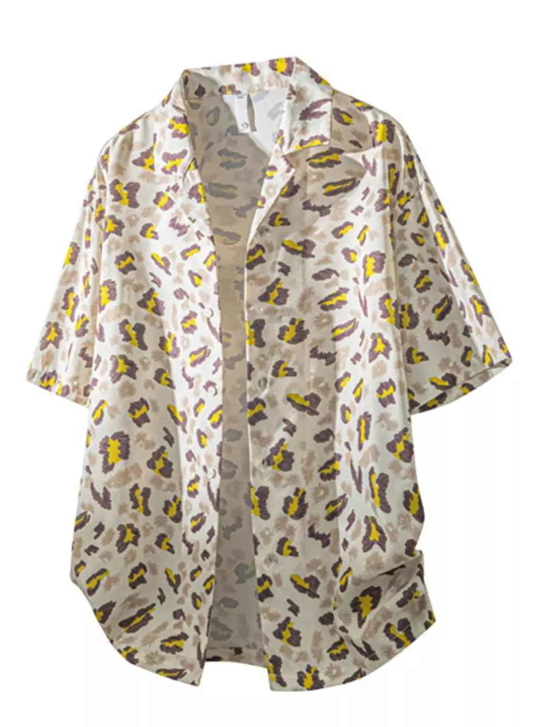 TEEK - Mens Tropical Print Short Sleeve Shirt TOPS TEEK Trend Canary Yellow S