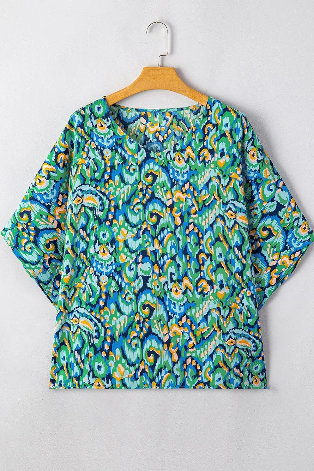 TEEK - Abstract Print V-Neck Half Sleeve Loose Fit Blouse TOPS TEEK Trend