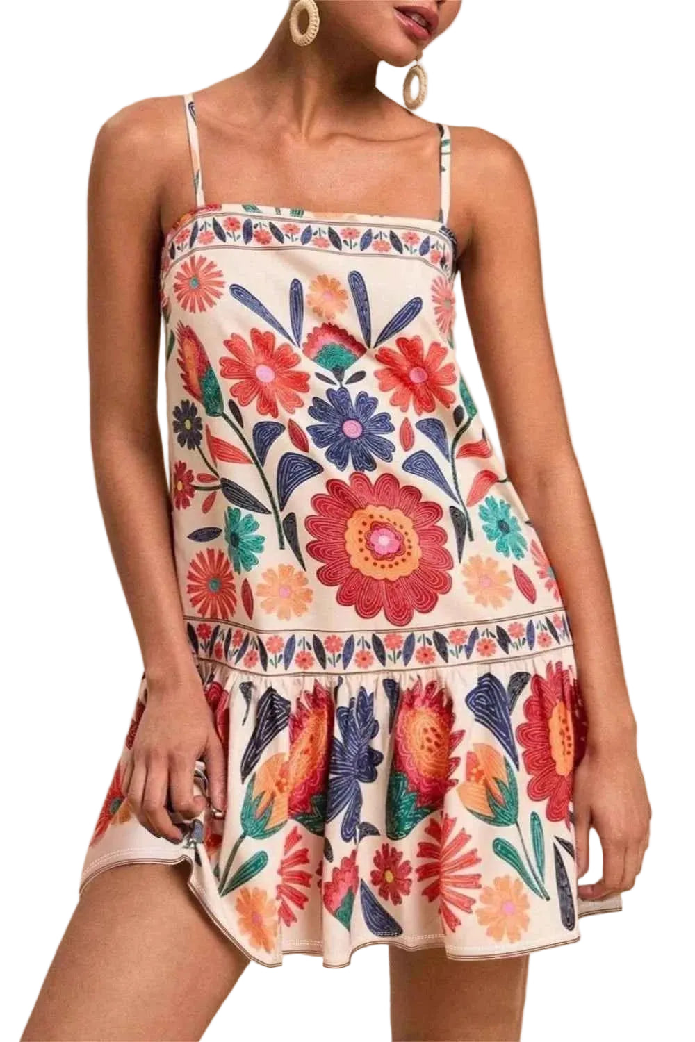 TEEK - Plus Size Floral Print Sleeveless Mini Dress DRESS TEEK Trend Floral 1XL