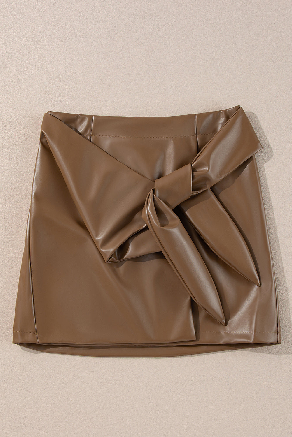 TEEK - Brown Bowknot Elastic Waist Mini Skirt SKIRT TEEK Trend