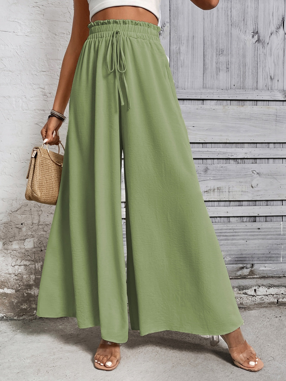 TEEK - Tied High Waist Wide Leg Pants PANTS TEEK Trend   