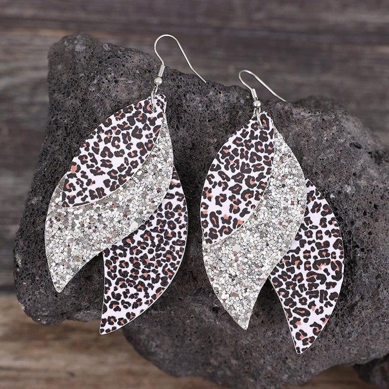 TEEK - PU Leather Leopard Leaf Earrings JEWELRY TEEK Trend