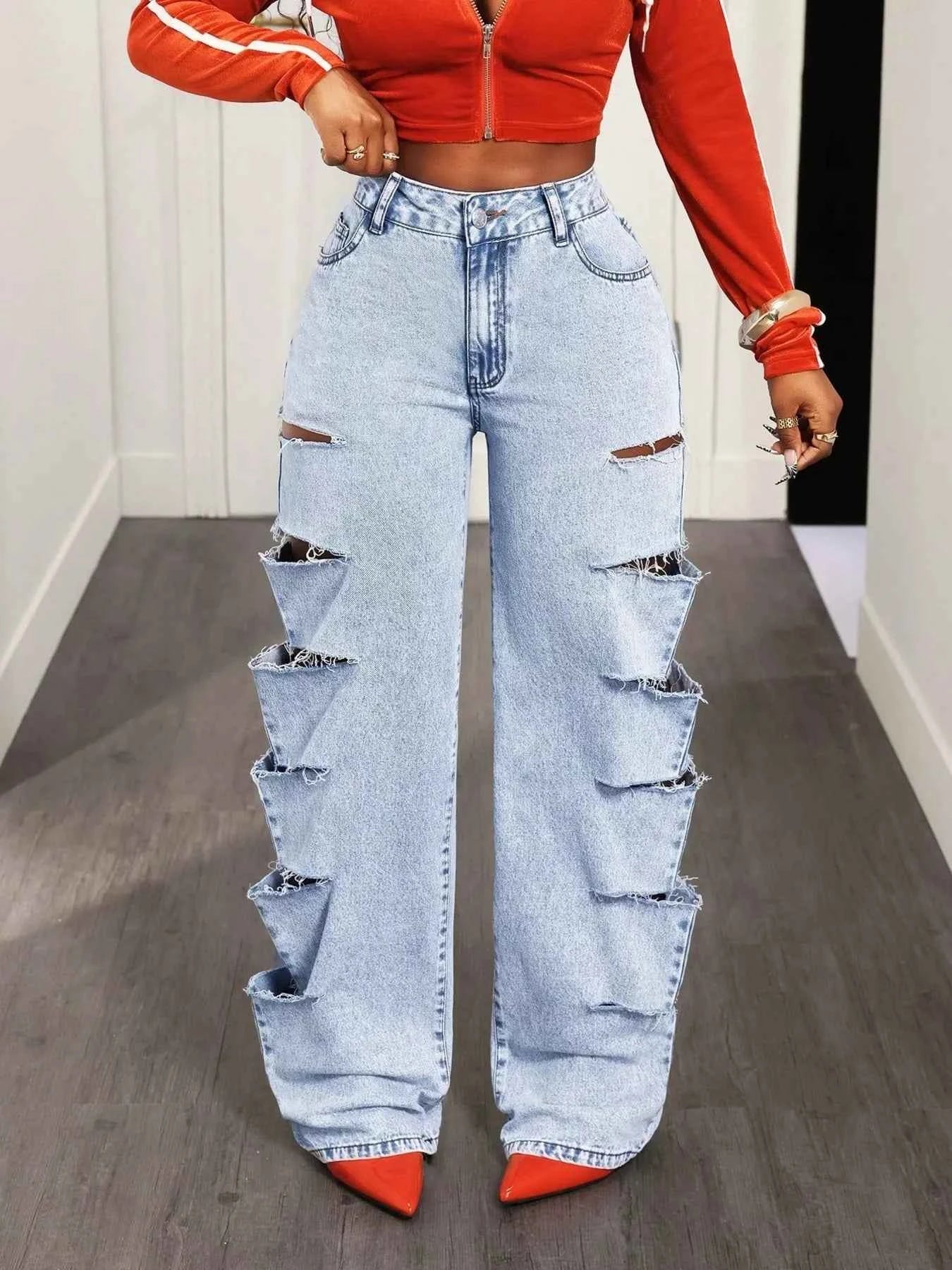 TEEK - Distressed Wide Leg Jeans JEANS TEEK Trend