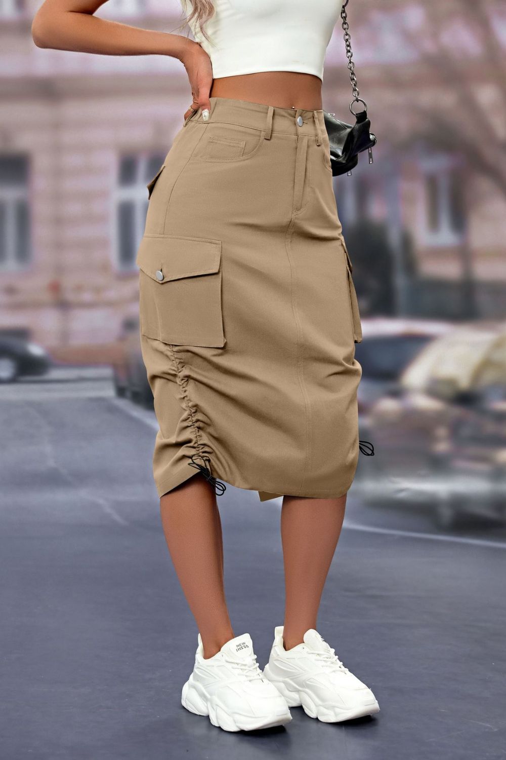 TEEK - Drawstring Slit Pocketed Skirt SKIRT TEEK Trend   