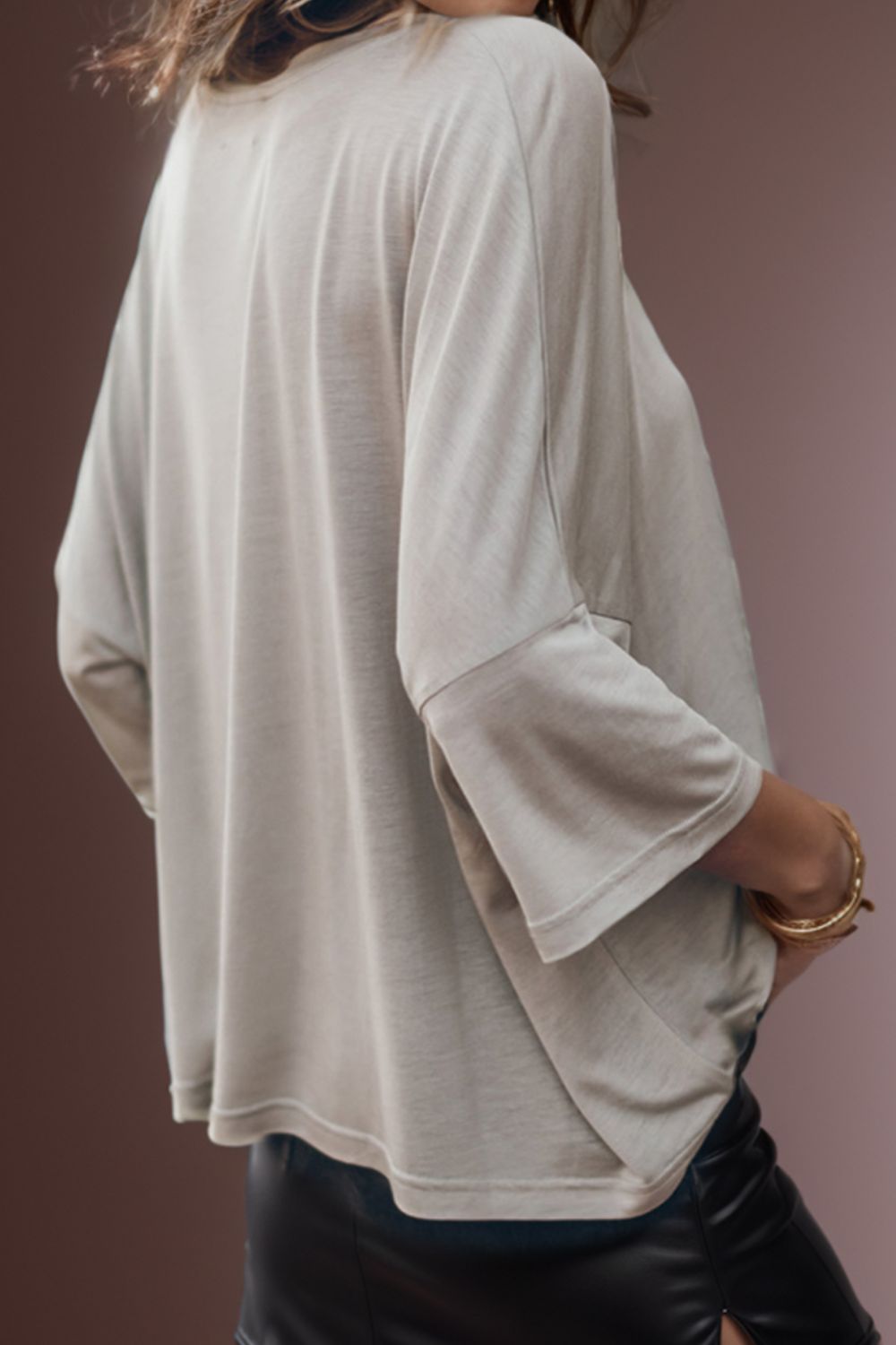 TEEK - Heather Grey Three-Quarter Sleeve Shirt TOPS TEEK Trend   