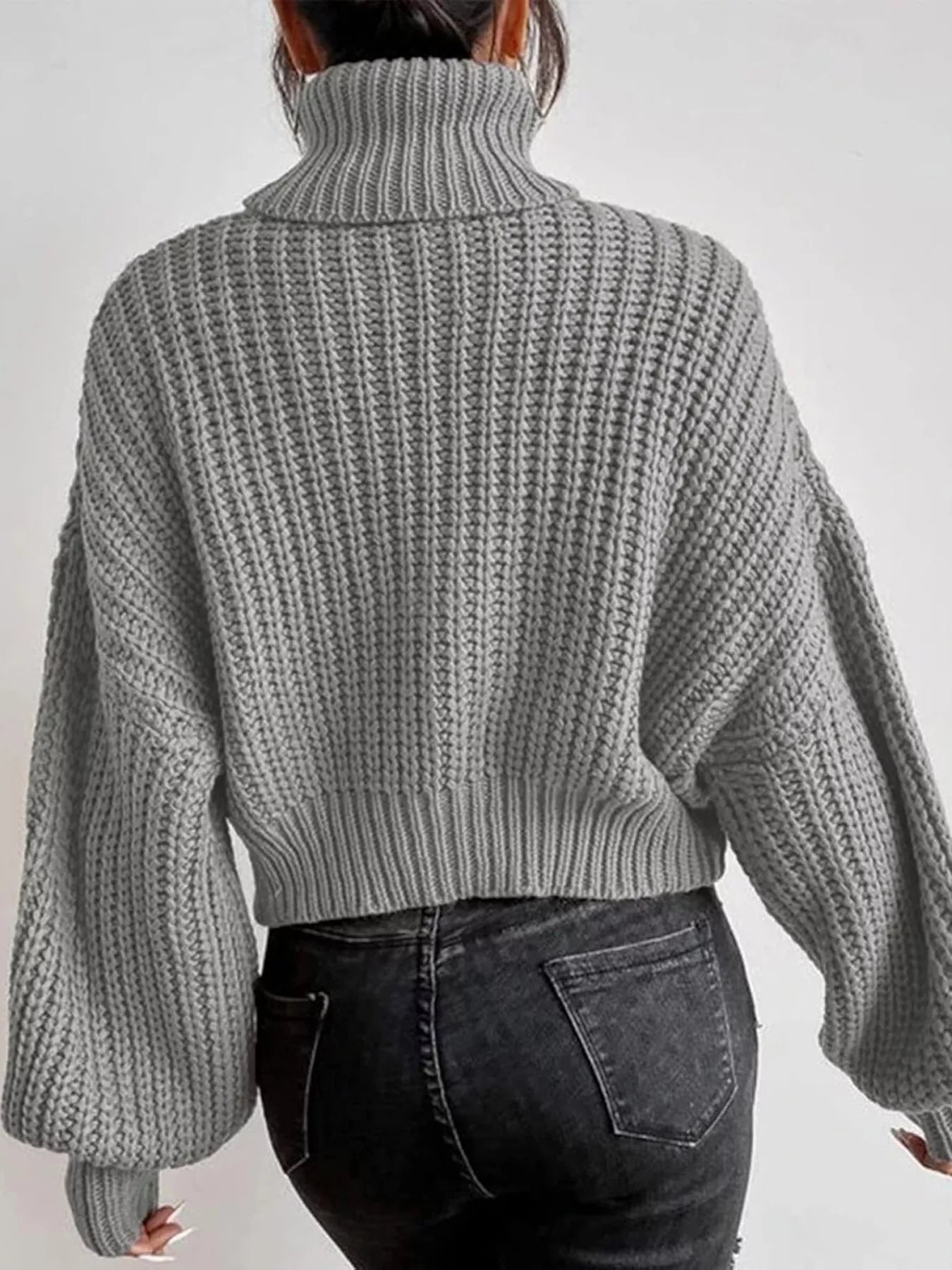 Chuny Knit Turtleneck Long Sleeve Sweater Trendsi