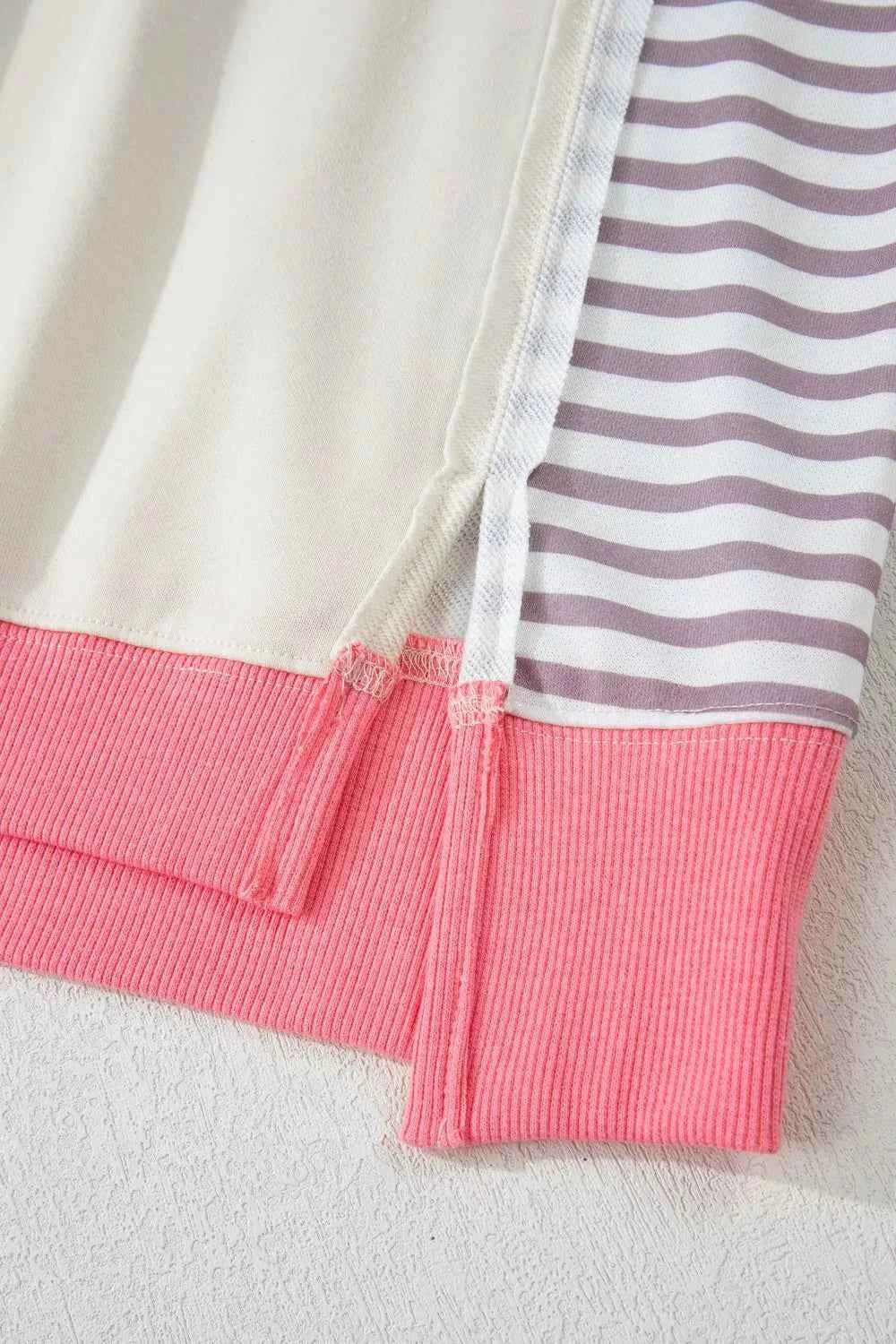 TEEK - Color Block Striped Patchwork Dolman Slit Sweatshirt TOPS TEEK Trend