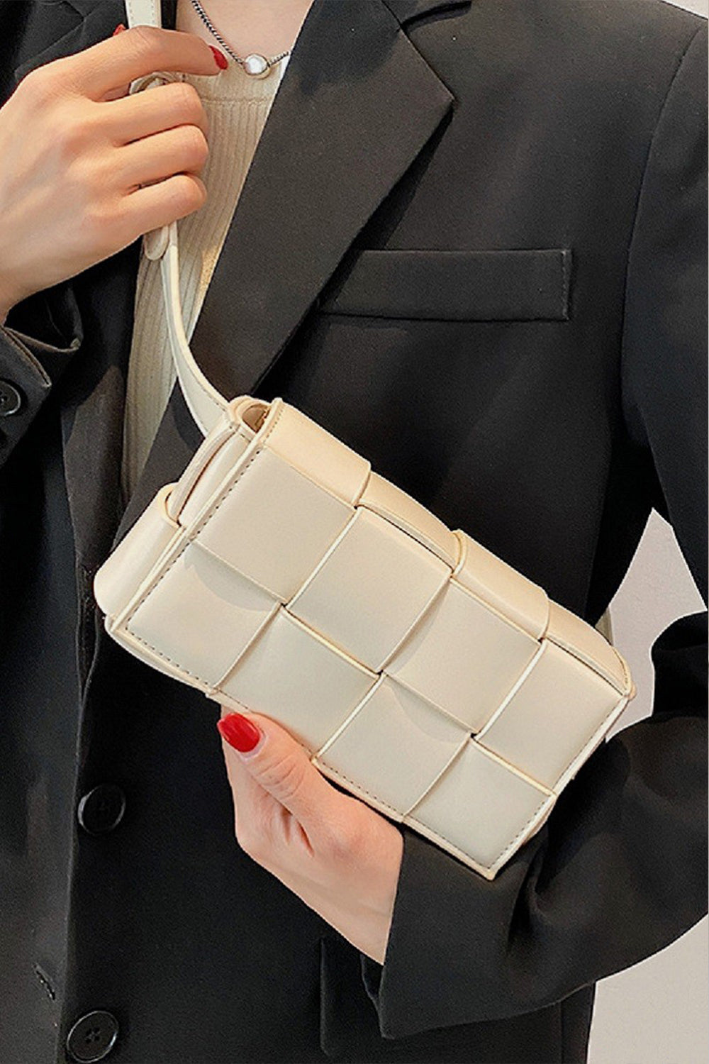 TEEK - Zenana Vegan Leather Woven Crossbody Bag BAG TEEK Trend Ivory  