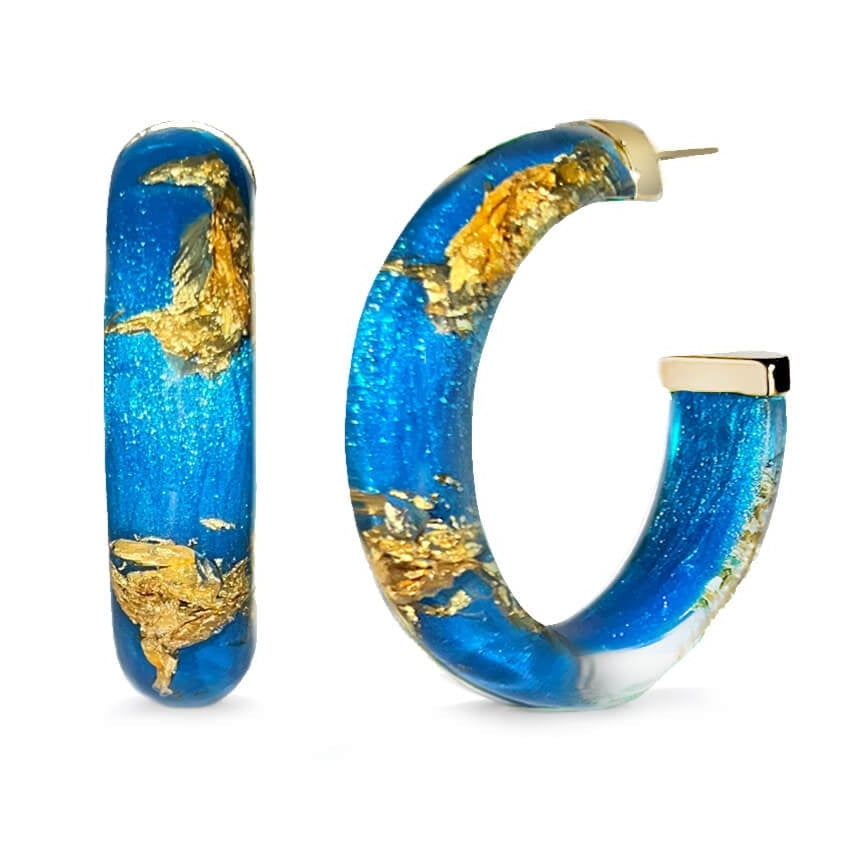 TEEK - Small Gold Leaf Lucite Hoop Earrings JEWELRY TEEK GNH FIJI GOLD LEAF