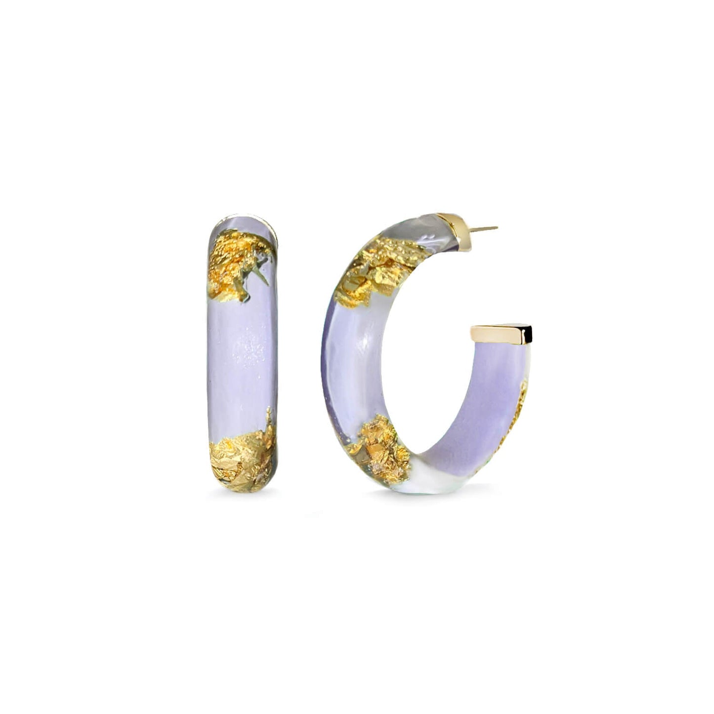 TEEK - Small Gold Leaf Lucite Hoop Earrings JEWELRY TEEK GNH LAVENDER GOLD LEAF
