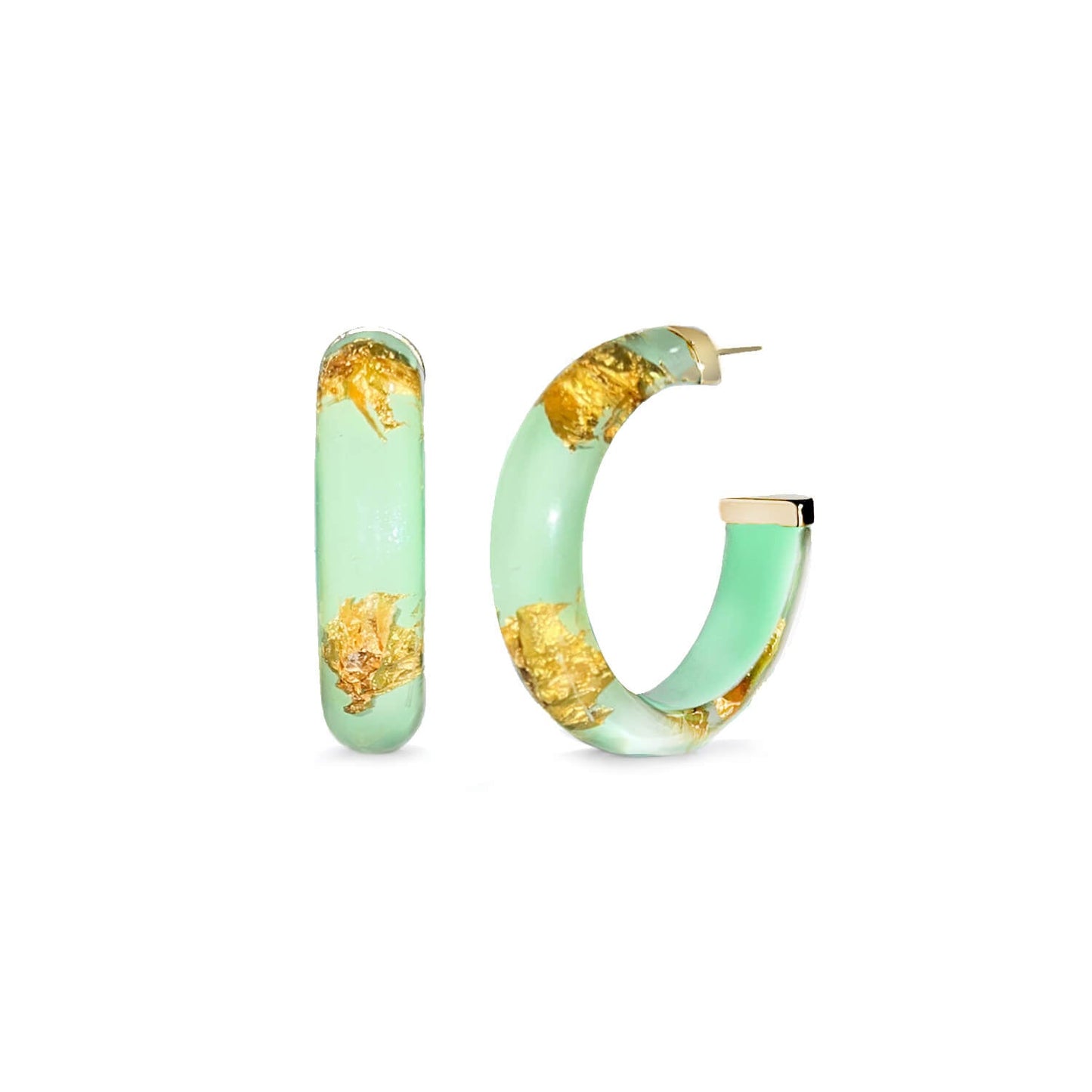 TEEK - Small Gold Leaf Lucite Hoop Earrings JEWELRY TEEK GNH MINT GOLD LEAF