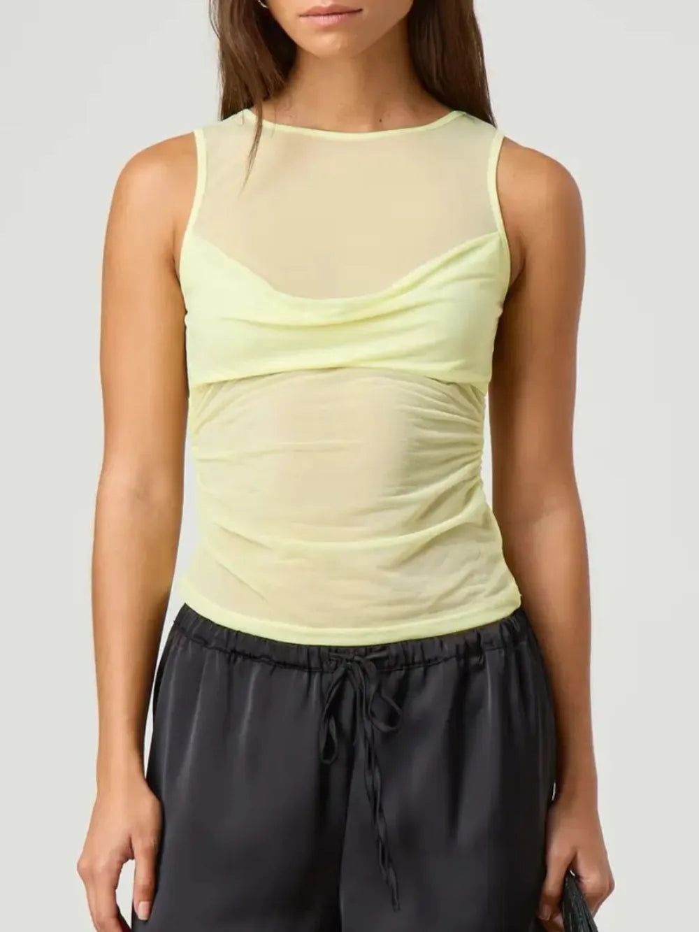 TEEK - Ruched Round Neck Tank TOPS TEEK Trend