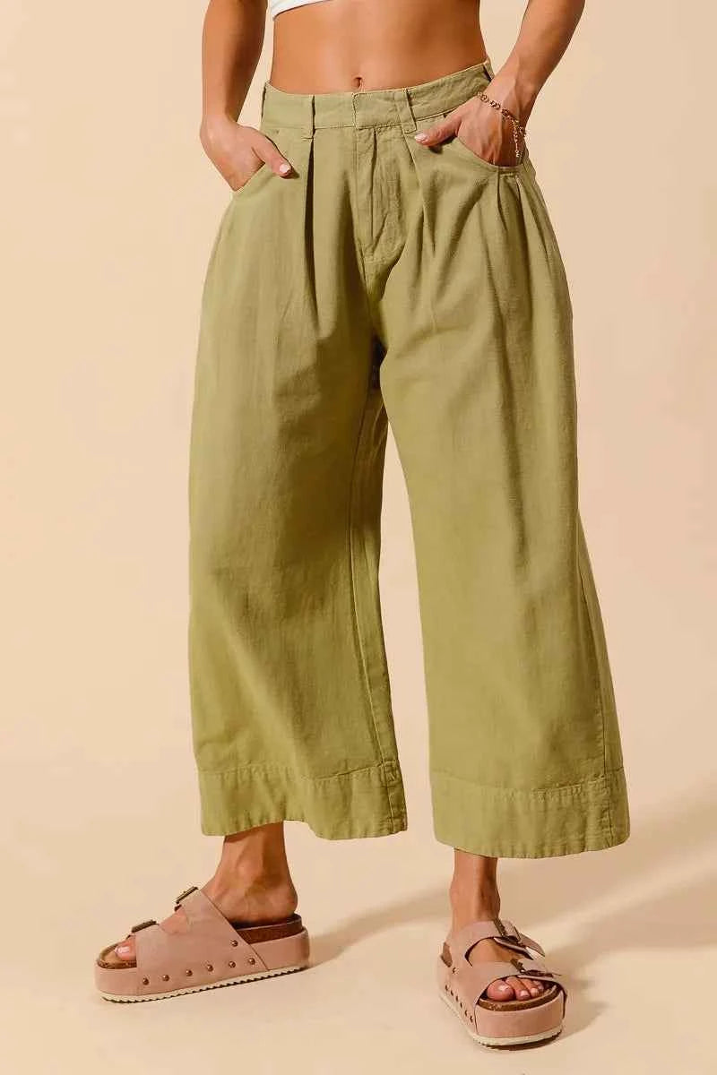 TEEK - Mid Rise Wide Leg Chino Pants With Pockets PANTS TEEK Trend