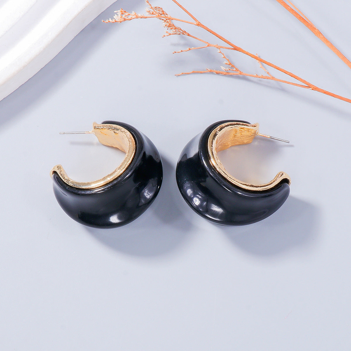 TEEK - Drip Oil C-Hoop Earrings JEWELRY TEEK Trend Black  