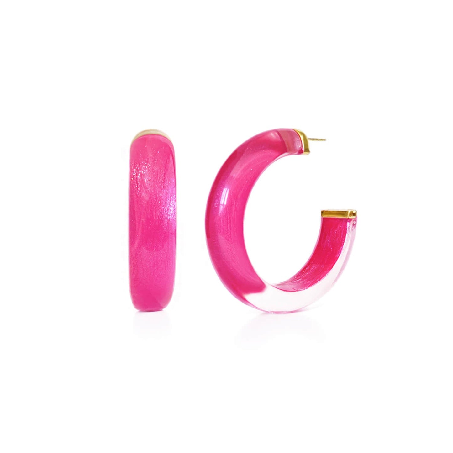 TEEK - Small Illusion Lucite Hoop Earrings JEWELRY TEEK GNH PINK PEACOCK