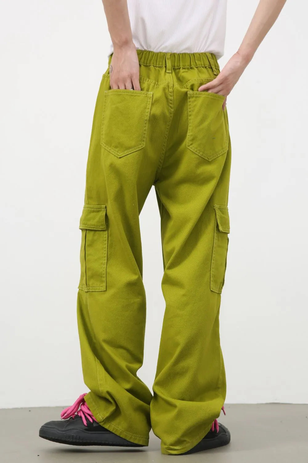 TEEK - Mens Yellow Green Mid Rise Cargo Pocketed Jeans JEANS TEEK Trend