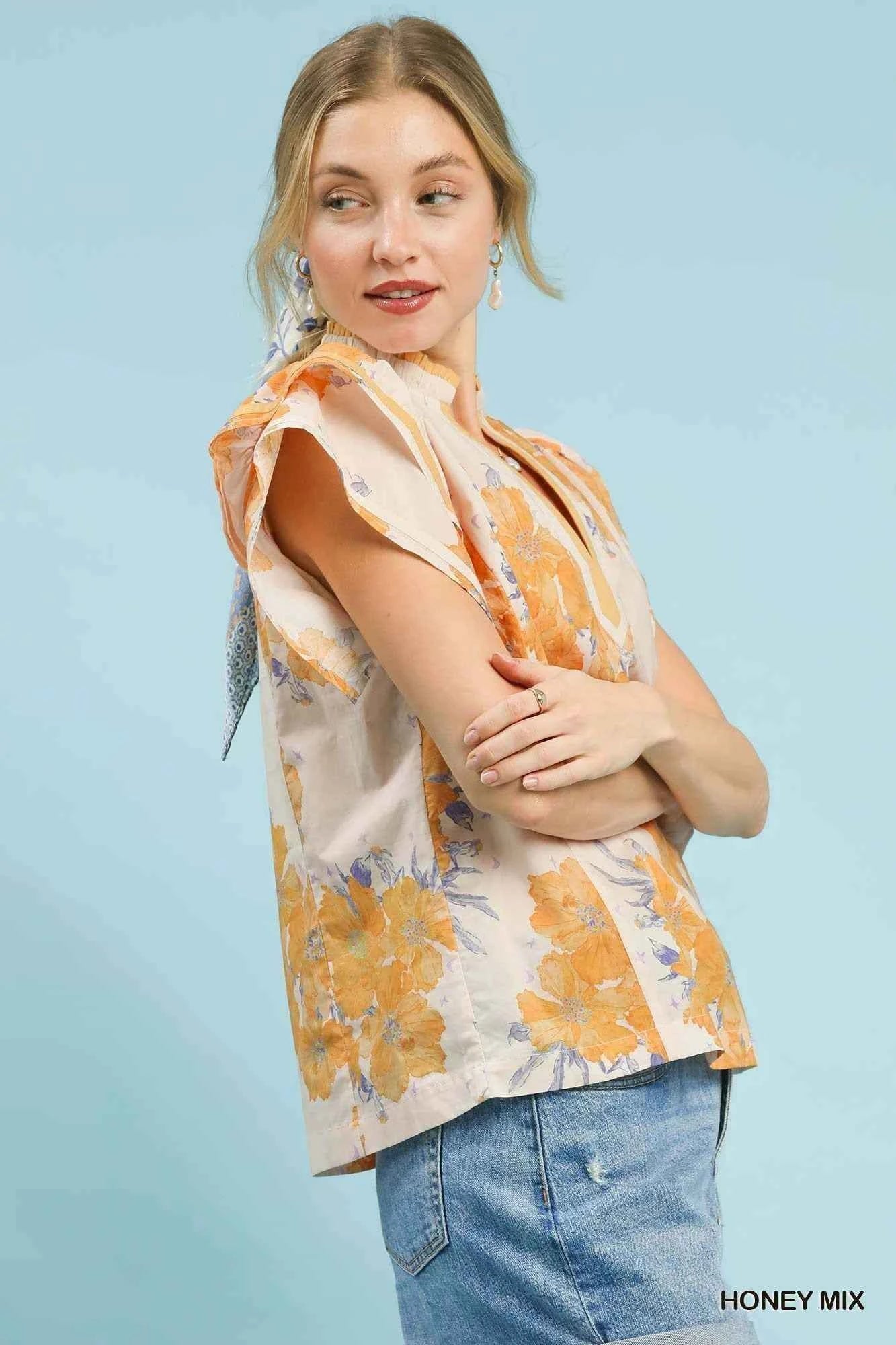 TEEK - Mix Floral Ruffle Sleeve Blouse TOPS TEEK Trend