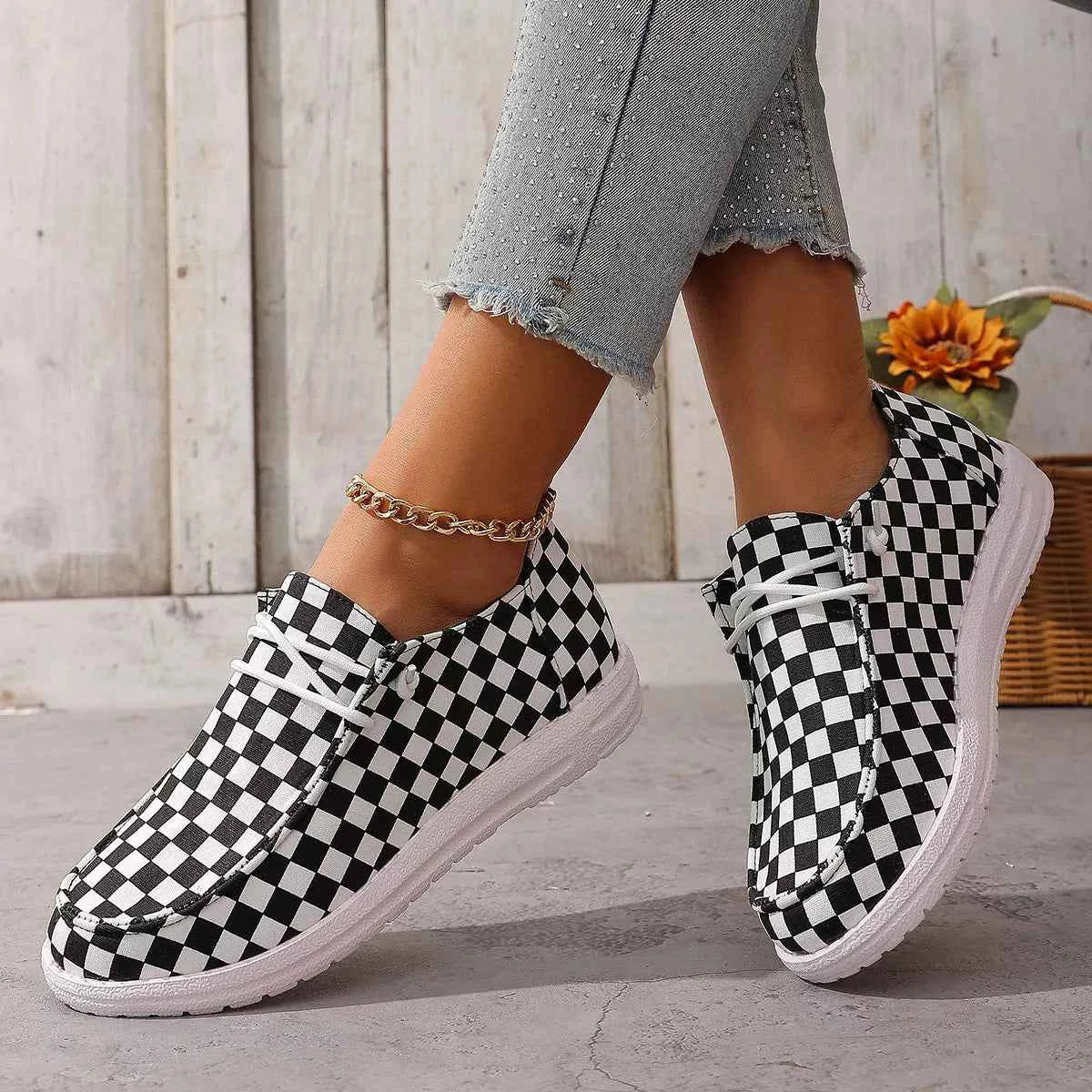 TEEK - Checkerboard Pattern Casual Sneakers SHOES TEEK Trend