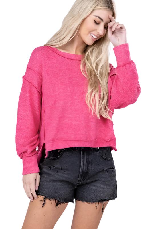 TEEK - Brushed Melange Oversized Sweater TOPS TEEK FG FUCHSIA L/XL 