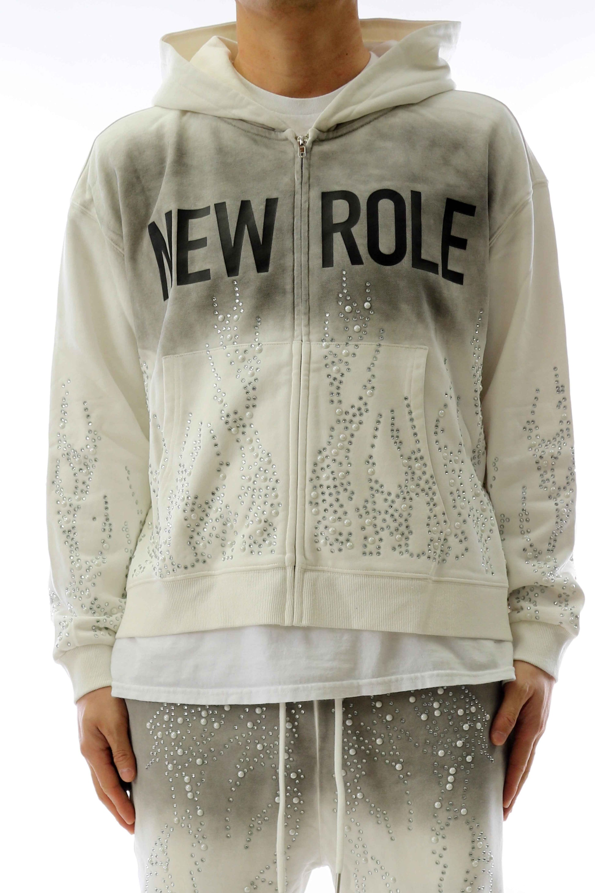 TEEK -SMUDGE French Terry Long Sleeve Crop Top Full Zip Hoodie JACKET TEEK LTK S
