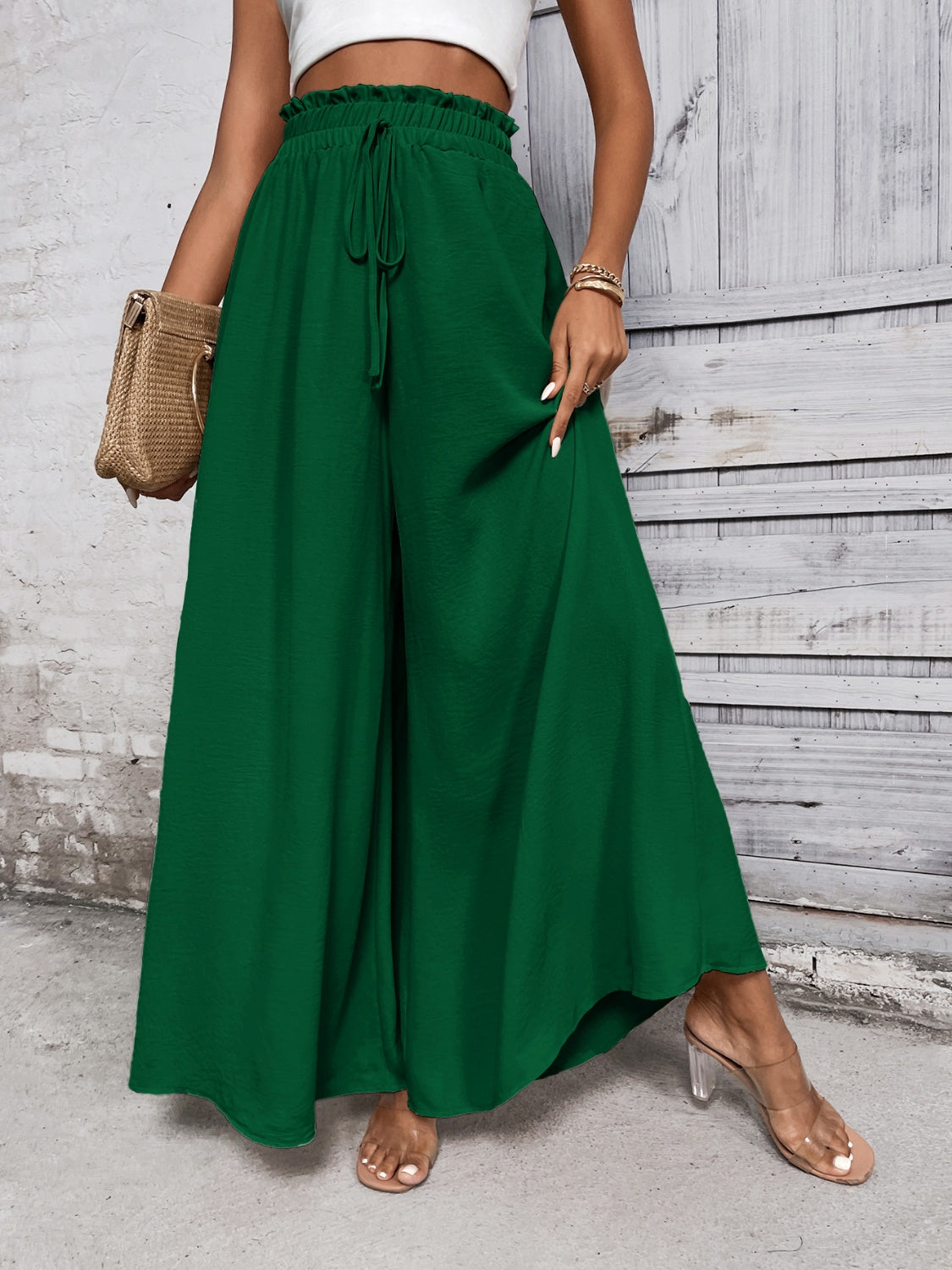 TEEK - Tied High Waist Wide Leg Pants PANTS TEEK Trend   