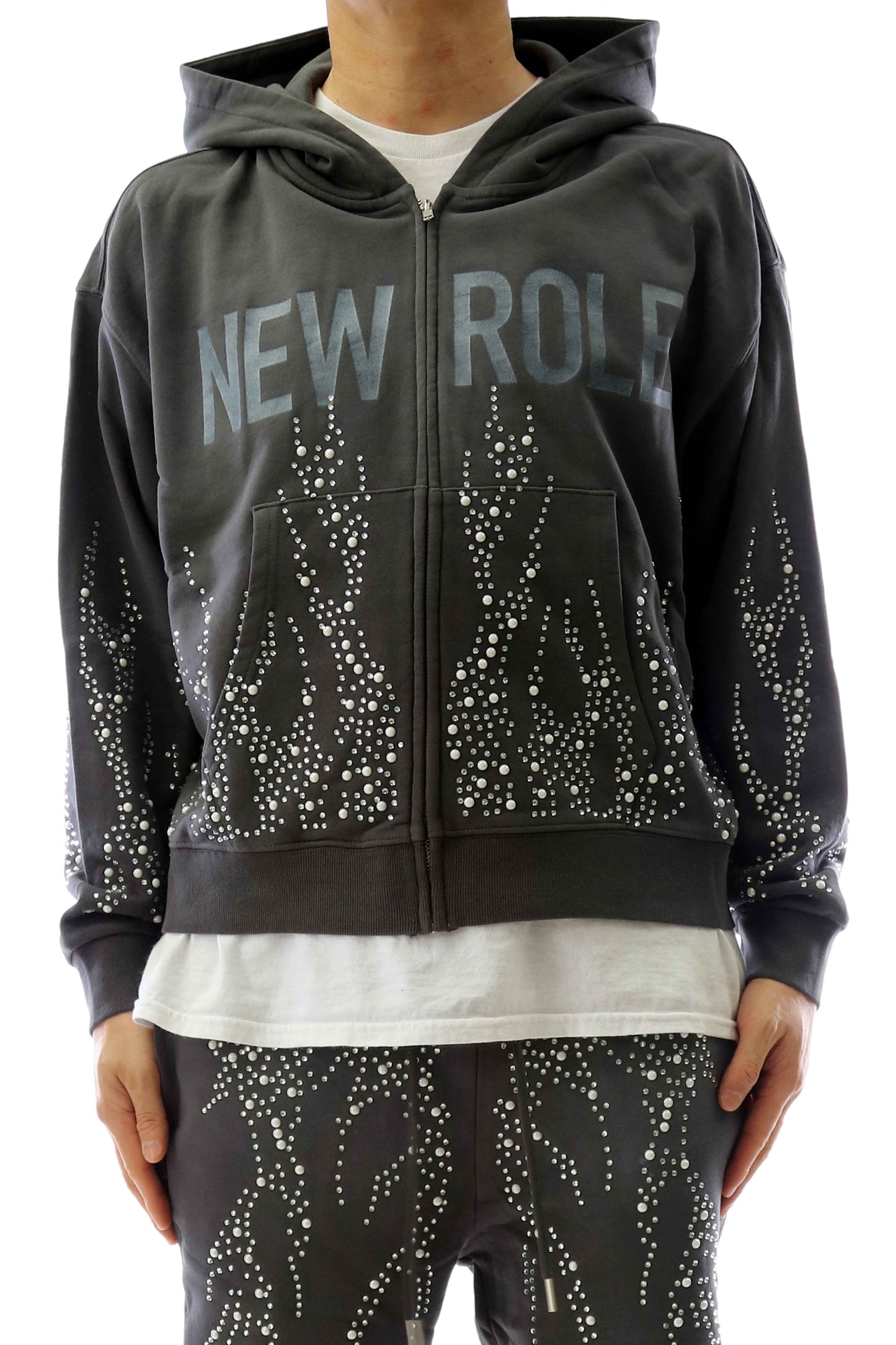 CINDER French Terry Long Sleeve Crop Top Full Zip Hoodie Men's Sweatshirt Love to Kleep