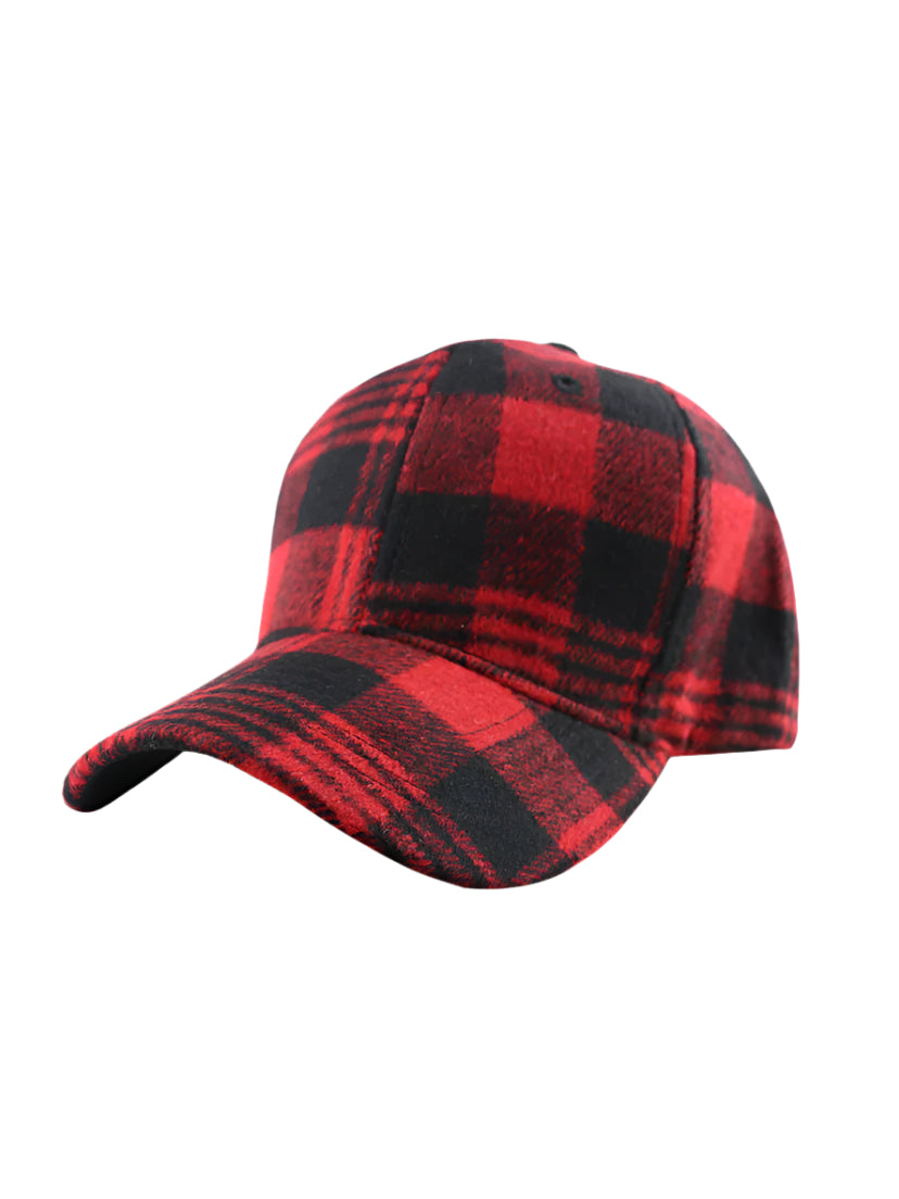 TEEK - Plaid Adjustable Cotton Baseball Cap HAT TEEK Trend Red One Size