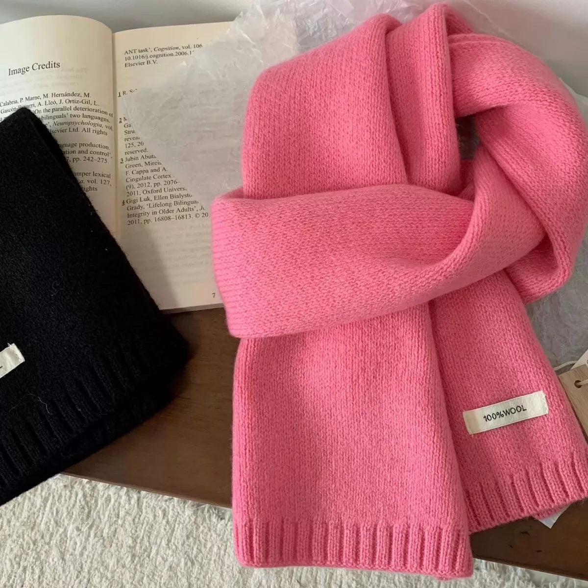 Warm Knitted Scarf Trendsi Pink One Size