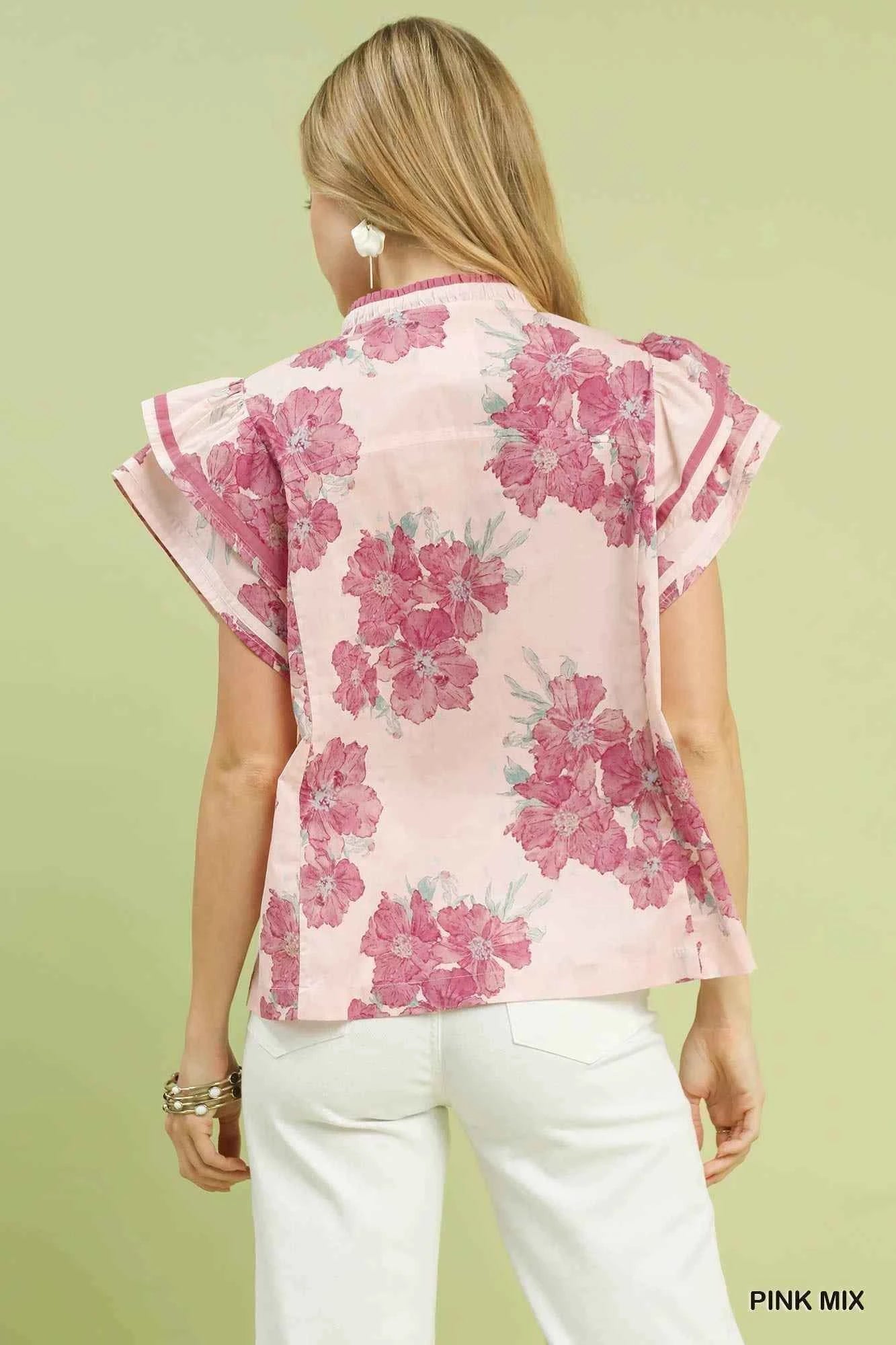 TEEK - Mix Floral Ruffle Sleeve Blouse TOPS TEEK Trend