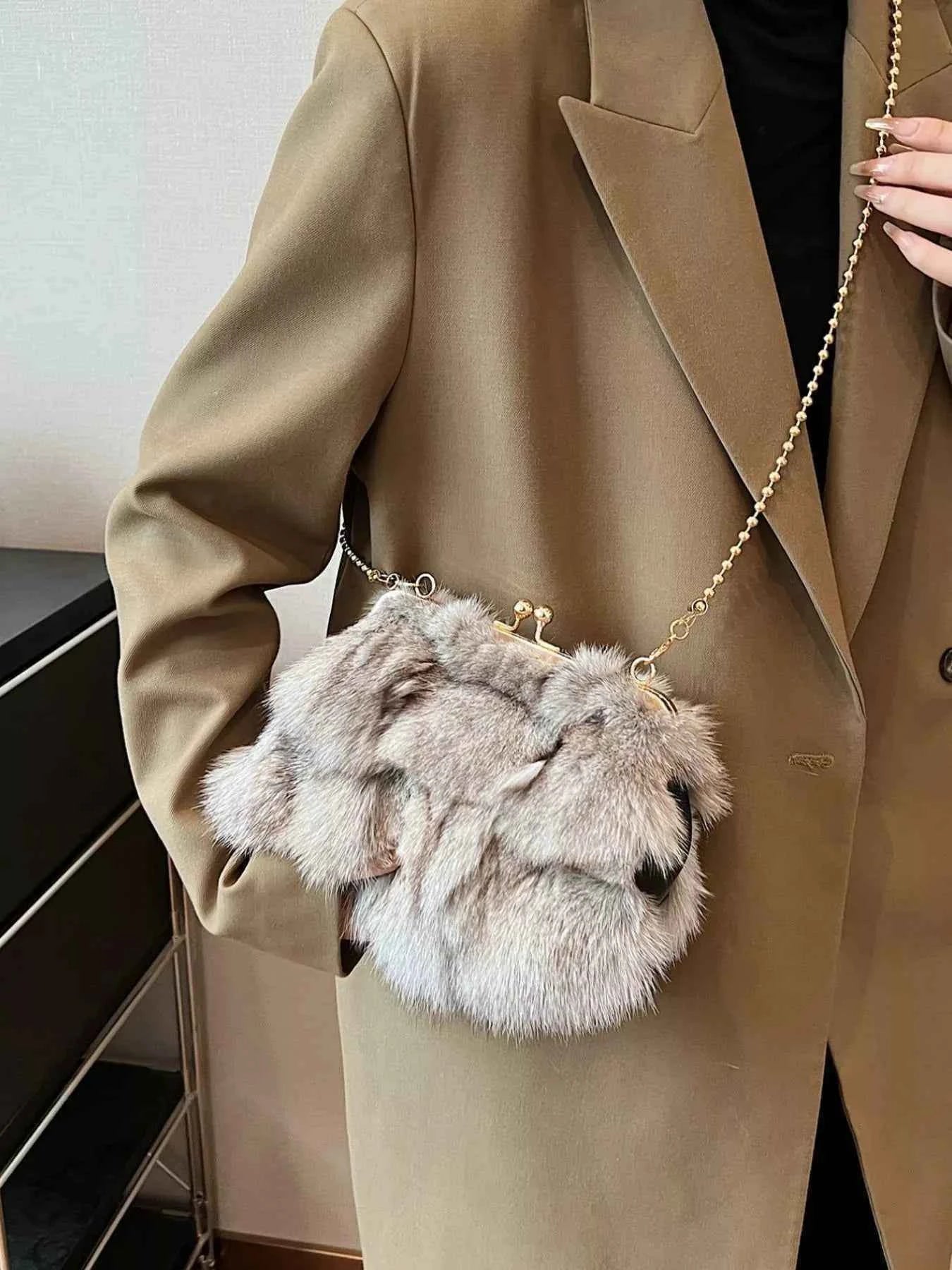 Furry Chain Crossbody Bag Trendsi