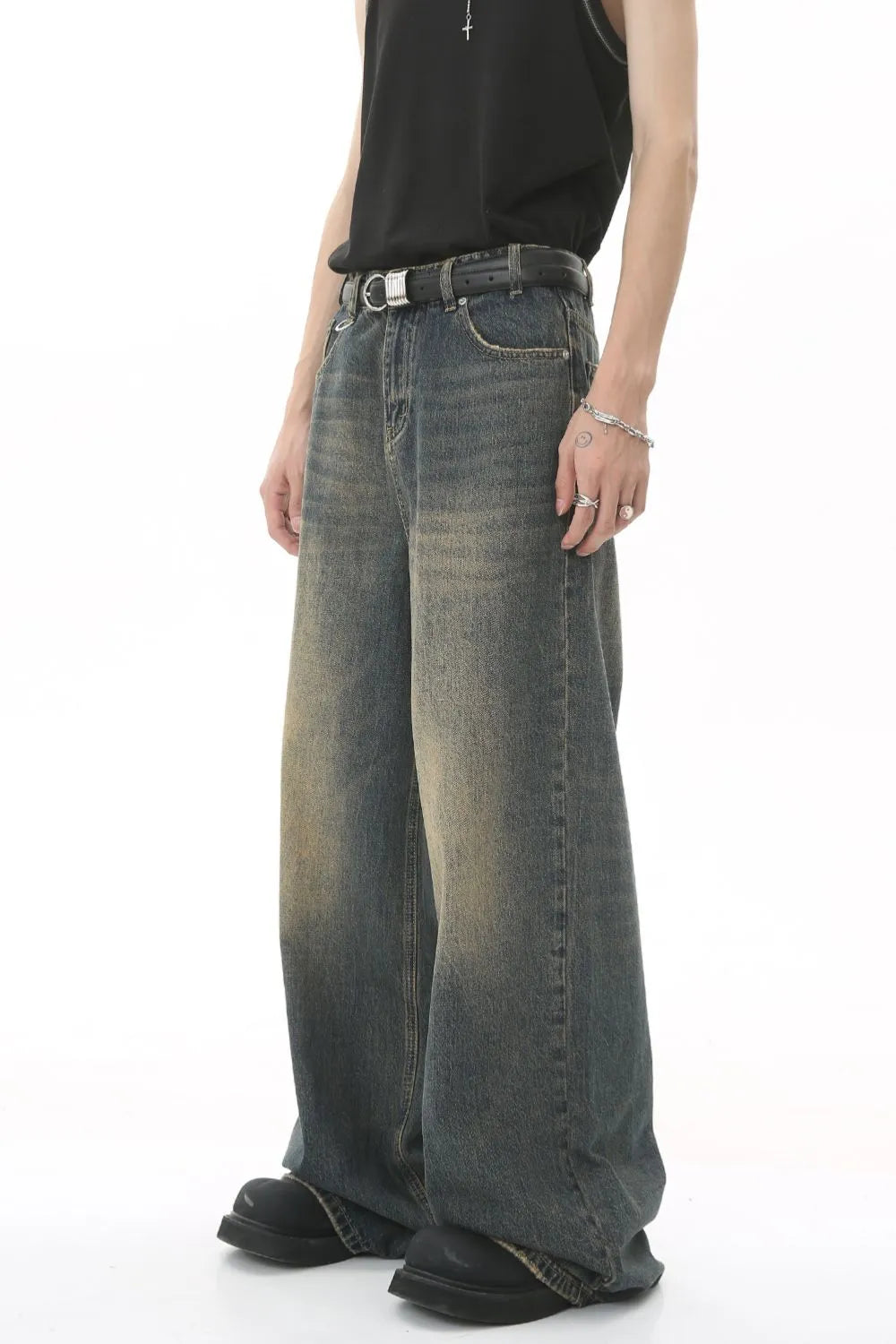 TEEK - Mens Low Rise Wide Leg Pocketed Jeans JEANS TEEK Trend