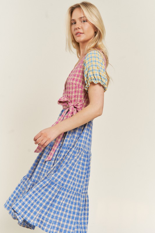 TEEK - MULTICOLOR BLOCK GINGHAM DRESS DRESS TEEK FG   