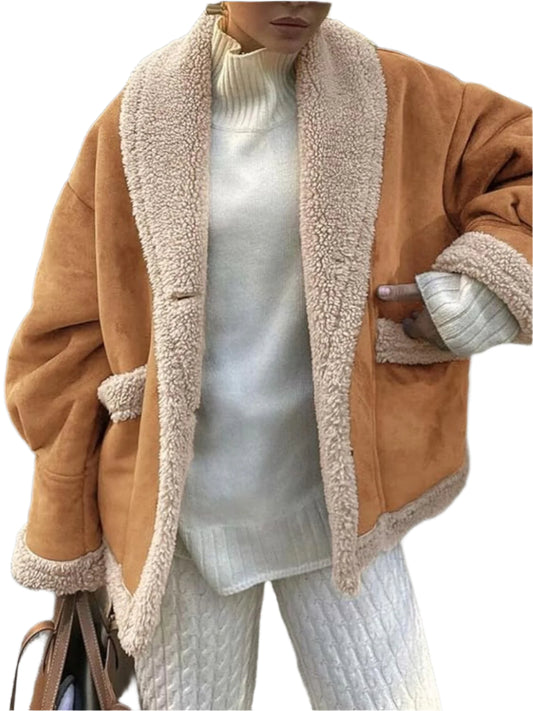 TEEK - Fuzzy Collared Neck Long Sleeve Jacket JACKET TEEK Trend Ochre S