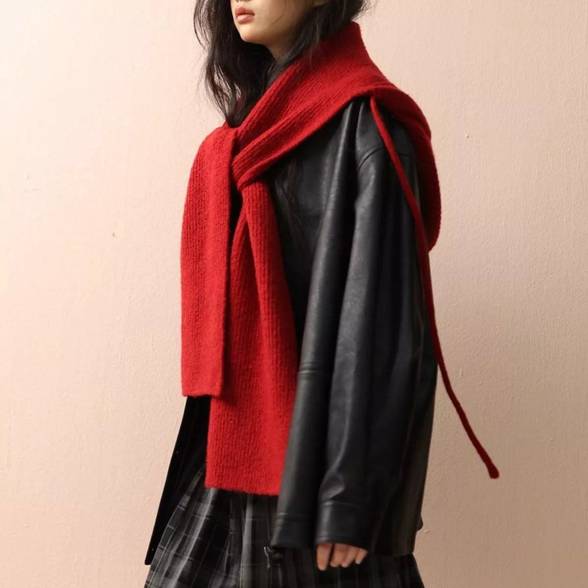 Cozy Knit Tie Scarf with Hooded Design Trendsi