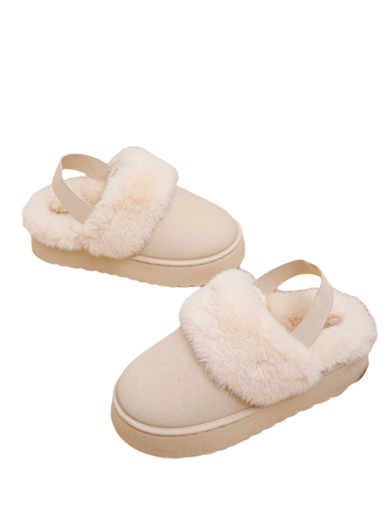 TEEK - Faux Fur Round Toe Platform Slippers SHOES TEEK Trend Beige 6