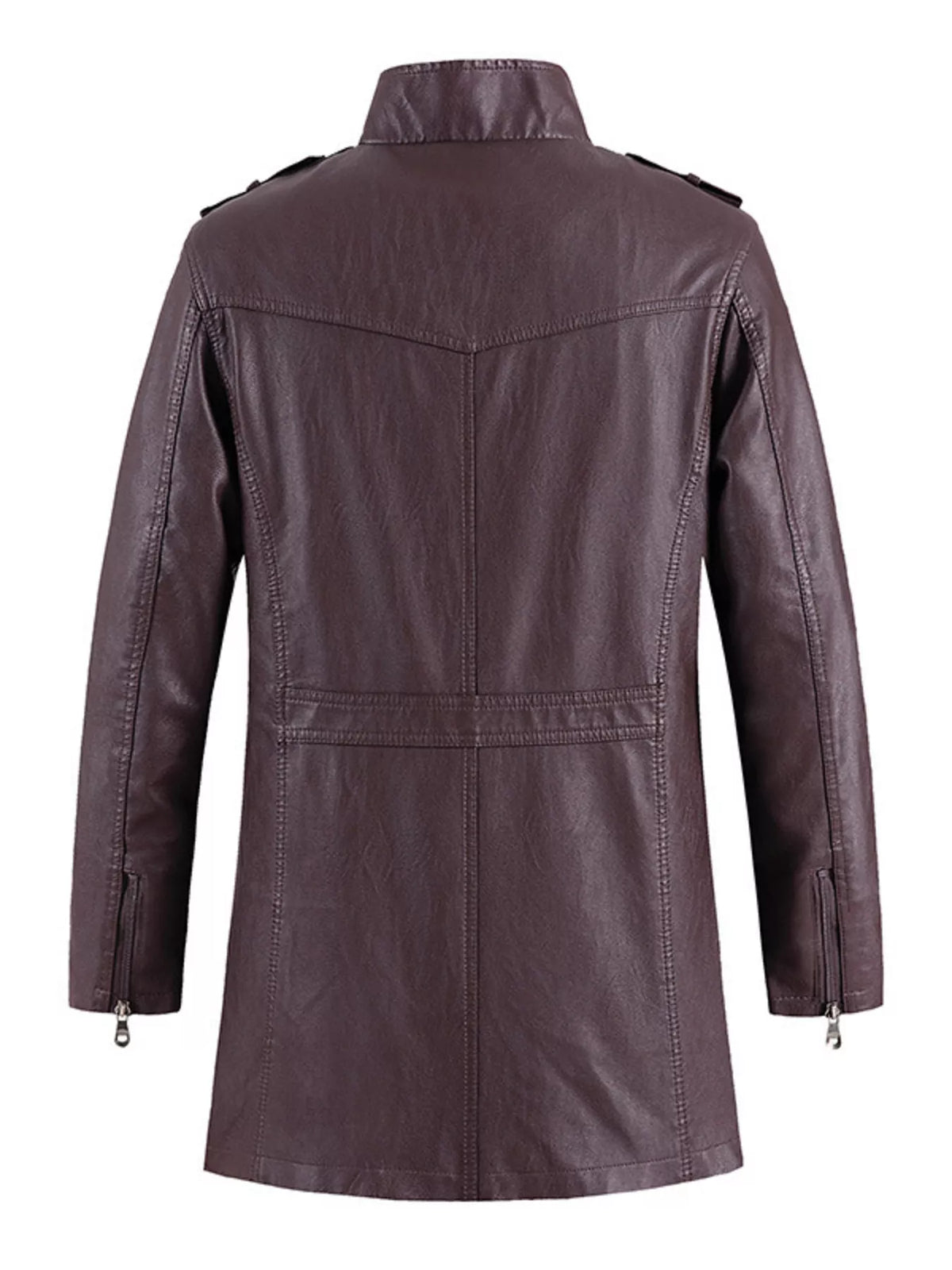 Men's Zip Up Long Sleeve Leather Jacket Trendsi