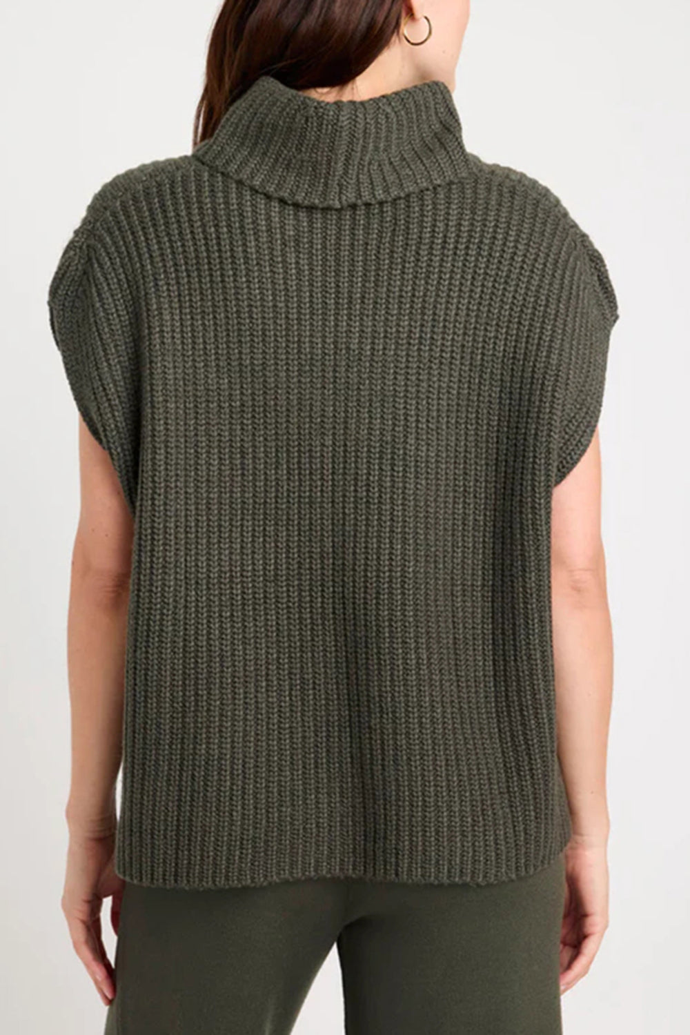 TEEK - Slit Turtleneck Cap Sleeve Sweater TOPS TEEK Trend