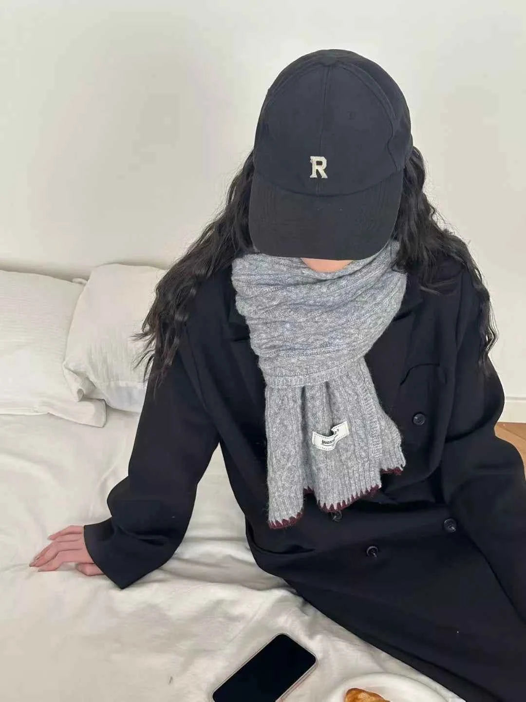 TEEK - Cozy Knitted Cable-Knit Scarf with Contrast Trim SCARF TEEK Trend