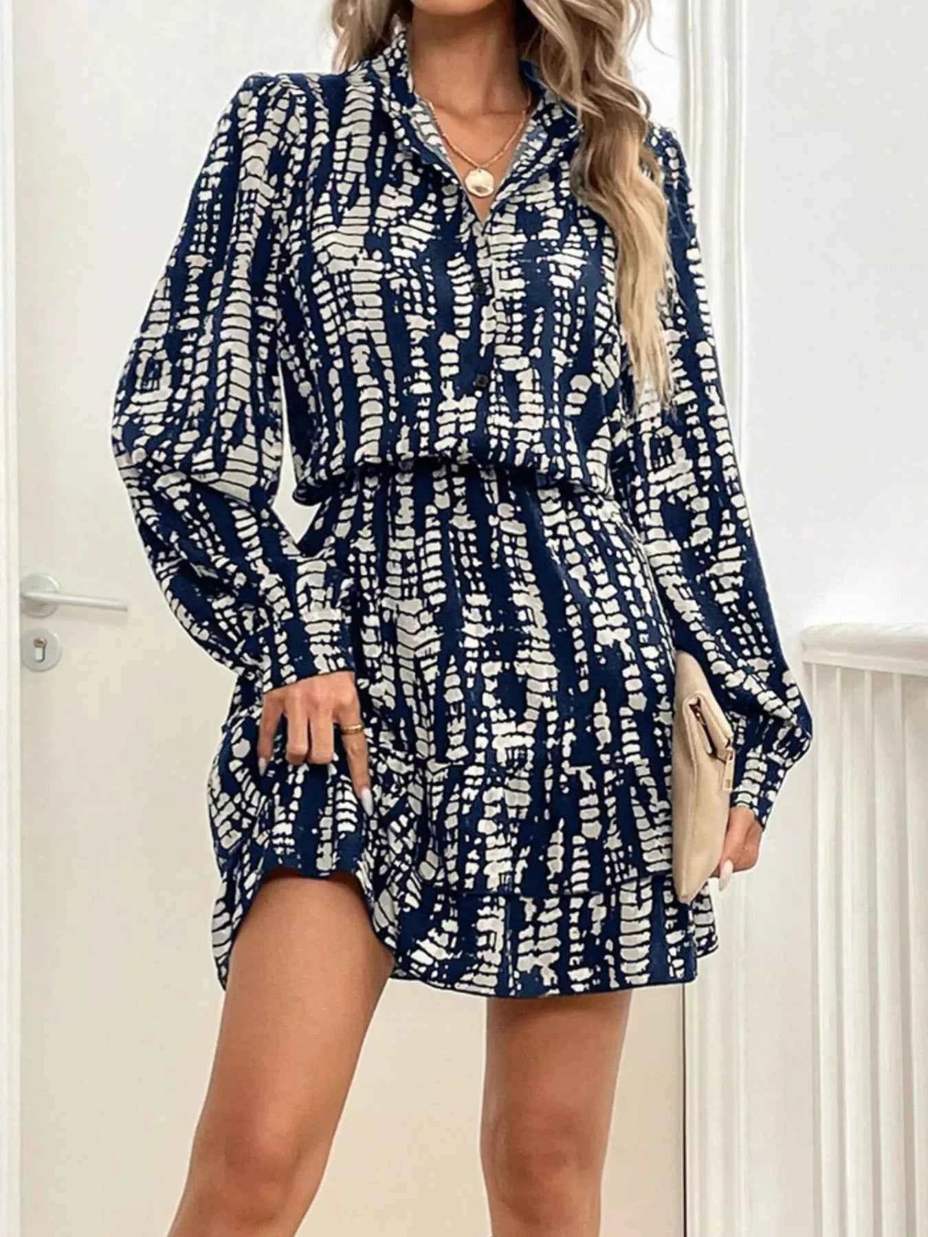 TEEK - Ruffled Hem Long Sleeve Mini Dress DRESS TEEK Trend