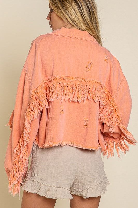 TEEK - Fringe Distressed Crop Denim Jacket JACKET TEEK FG   