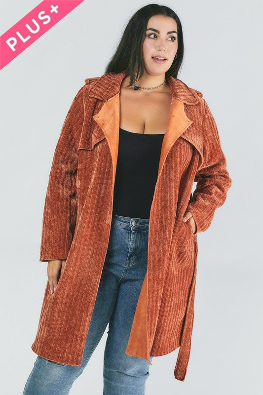 TEEK - Plus Size Solid Long Sleeve Coat COAT TEEK FG   