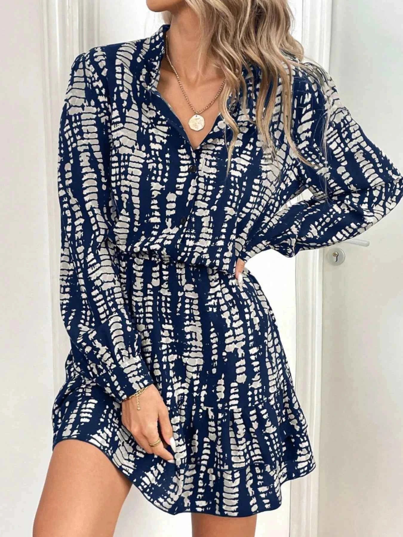 TEEK - Ruffled Hem Long Sleeve Mini Dress DRESS TEEK Trend