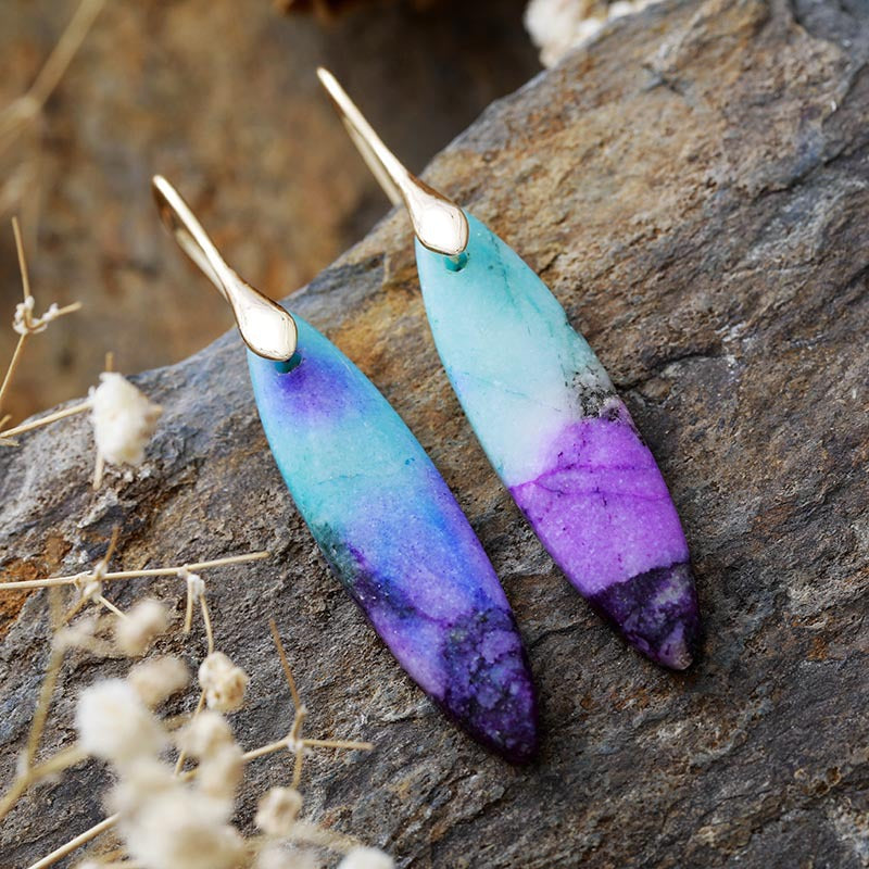 TEEK - Copper Natural Stone Geometric Shape Earrings JEWELRY TEEK Trend Blue/Purple/Gold  