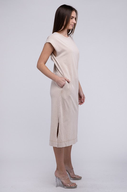 TEEK - Slouch Shoulder Comfy Sleeveless Slit Side Dress DRESS TEEK FG   