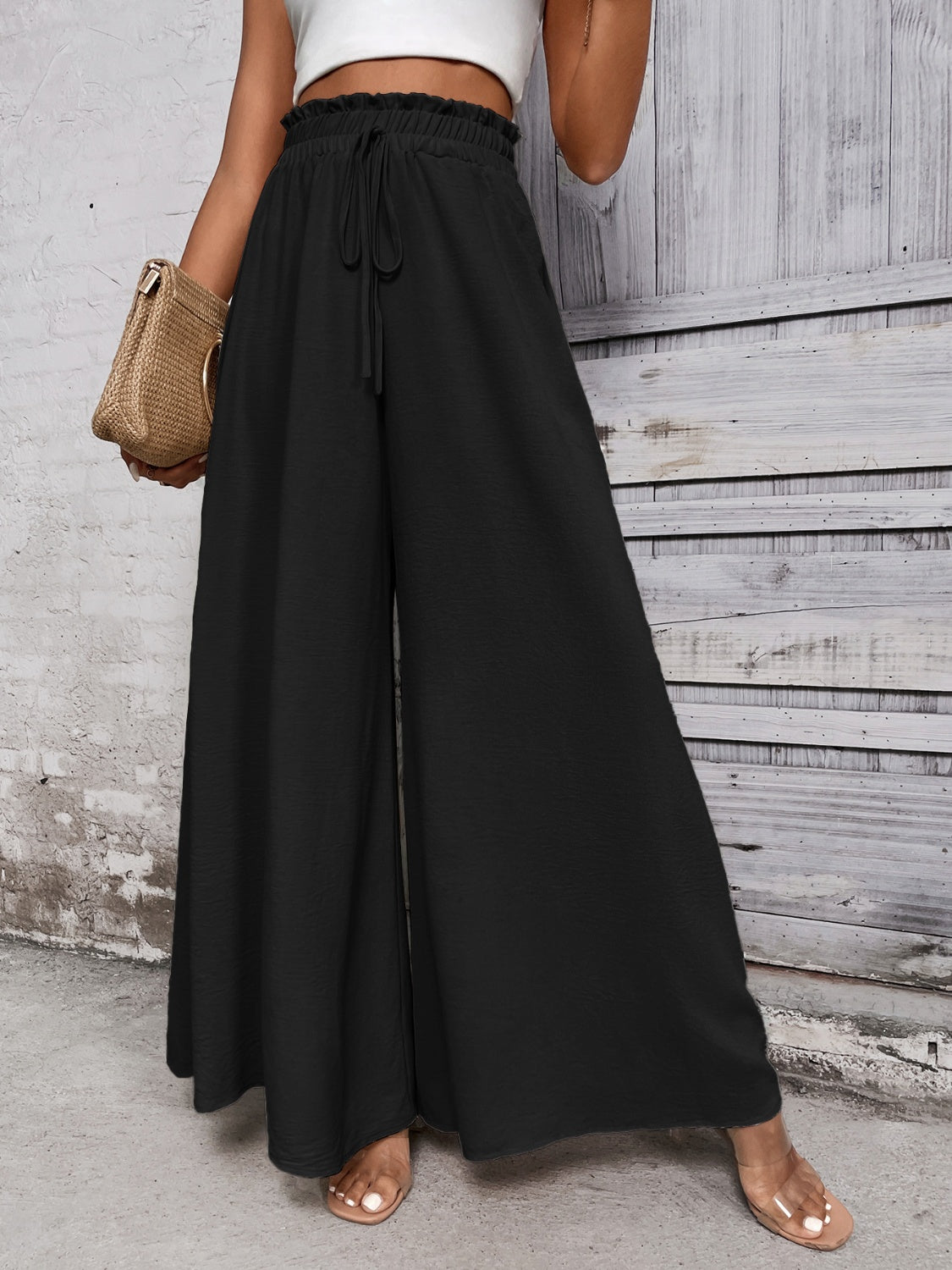 TEEK - Tied High Waist Wide Leg Pants PANTS TEEK Trend   