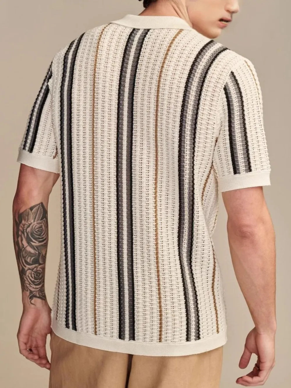 TEEK - Mens Striped Collared Neck Short Sleeve Shirt TOPS TEEK Trend