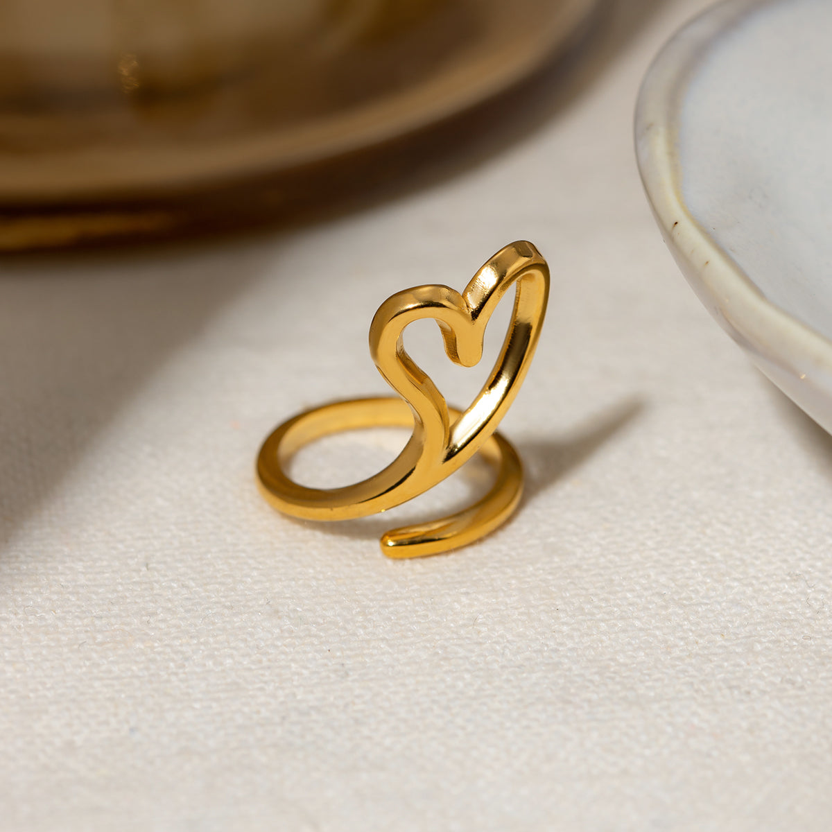 TEEK - Stainless Steel Gold Tone Cutout Heart Ring RING TEEK Trend   