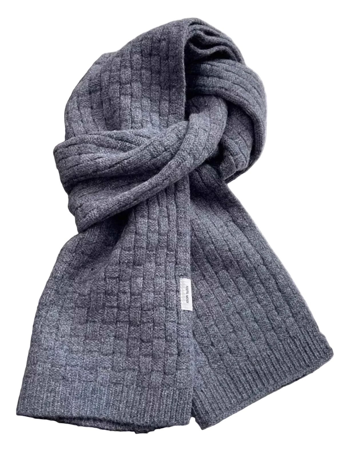 Wool Woven Pattern Knitted Scarf Trendsi Dark Gray ONESIZE