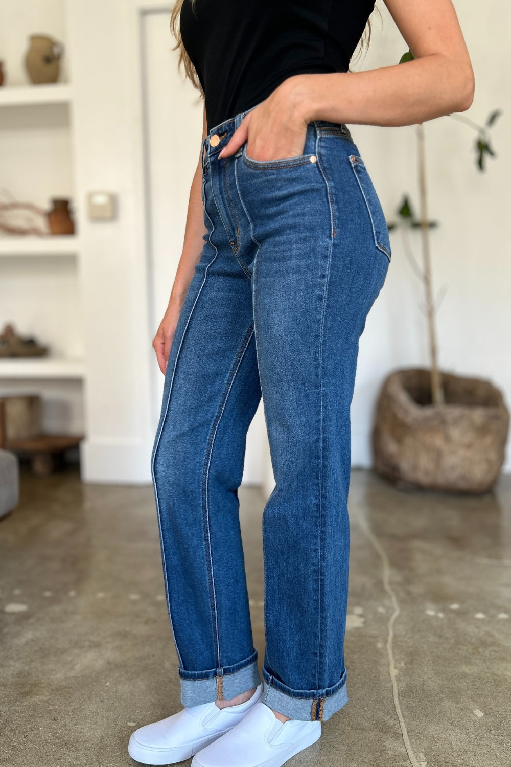 TEEK - JB Full Size High Waist Front Seam Straight Jeans  TEEK Trend   