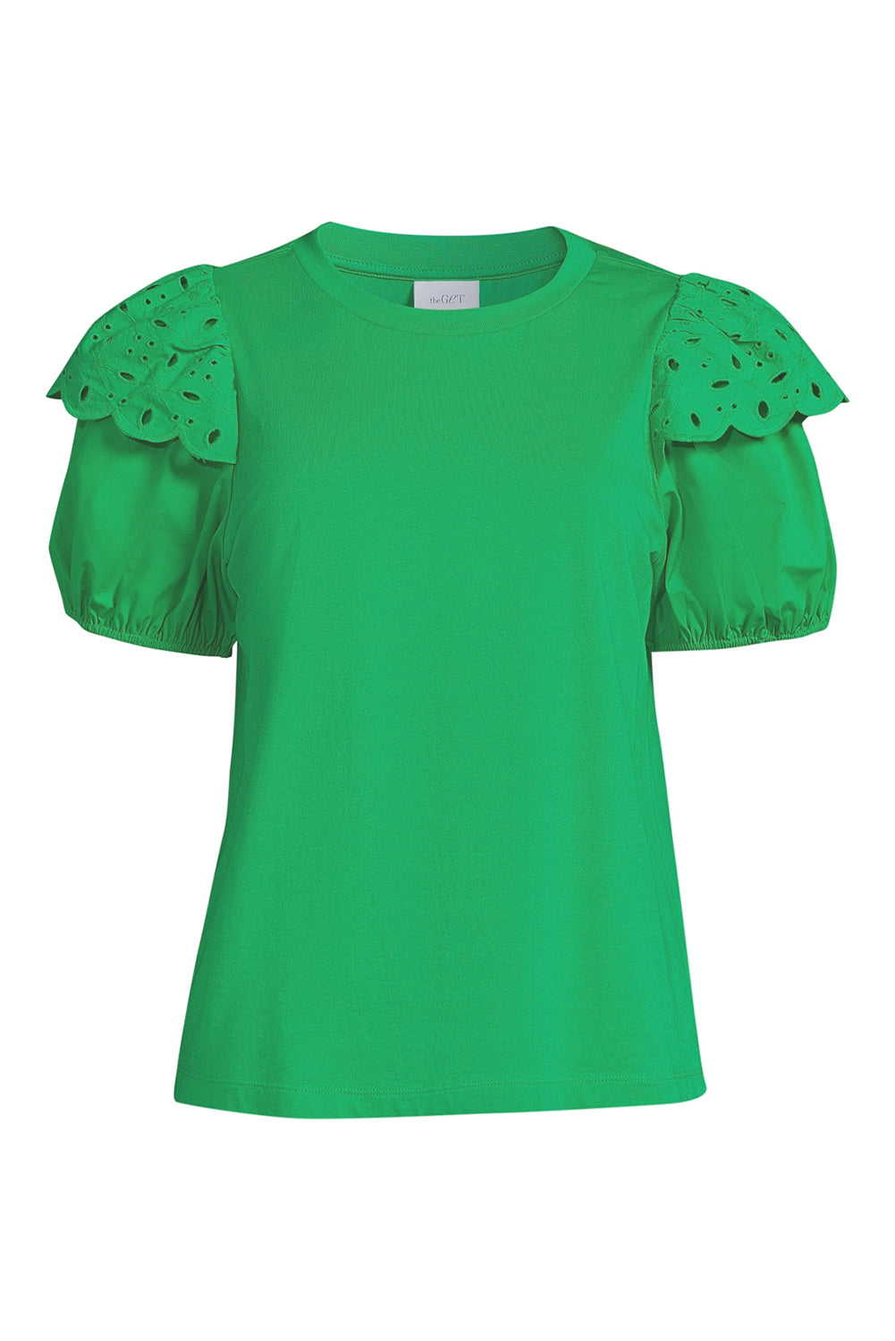 TEEK - Mid-Green Eyelet Short Sleeve Blouse TOPS TEEK Trend S  